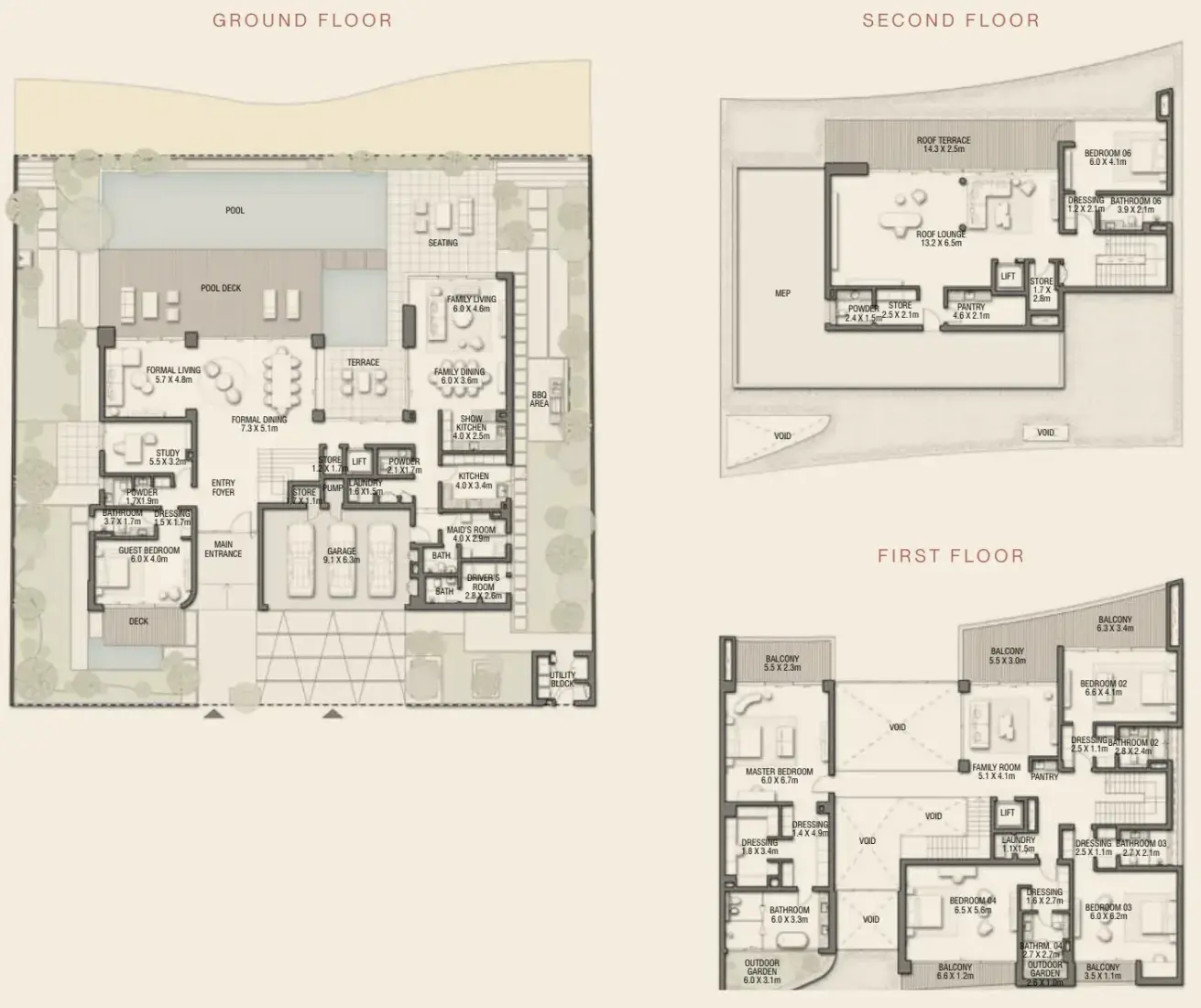6 Bedrooms in Palm Jebel Ali Villas