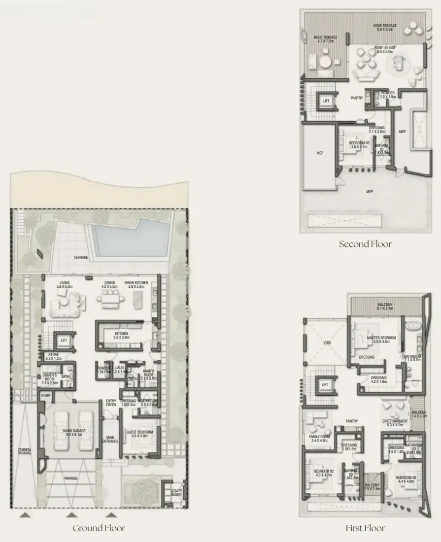5 Bedrooms in Palm Jebel Ali Villas
