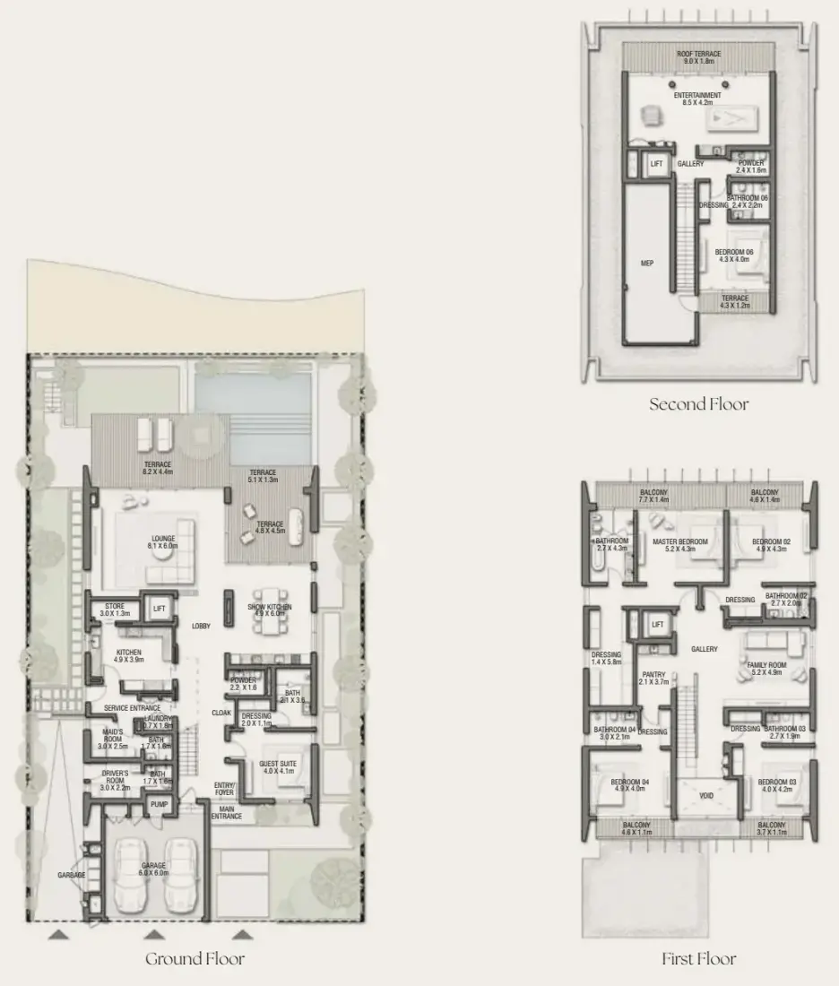 6 Bedrooms in Palm Jebel Ali Villas