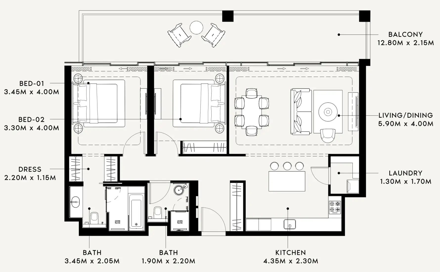 2 Bedrooms in Riviera 60