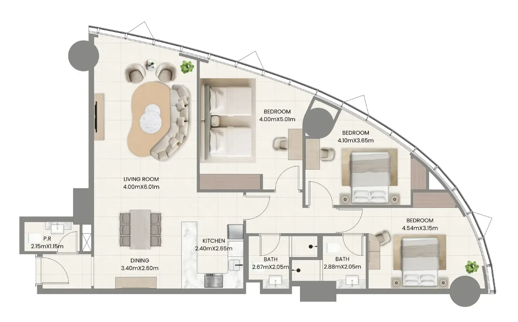 3 Bedrooms in Leaf Tower