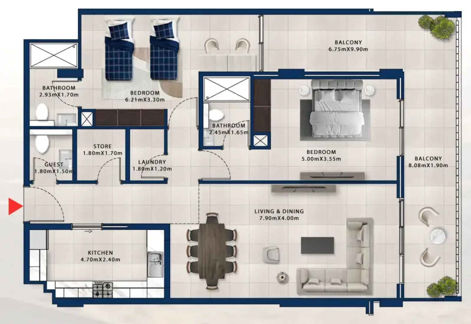 2 Bedrooms in Asayel Apartments at MJL