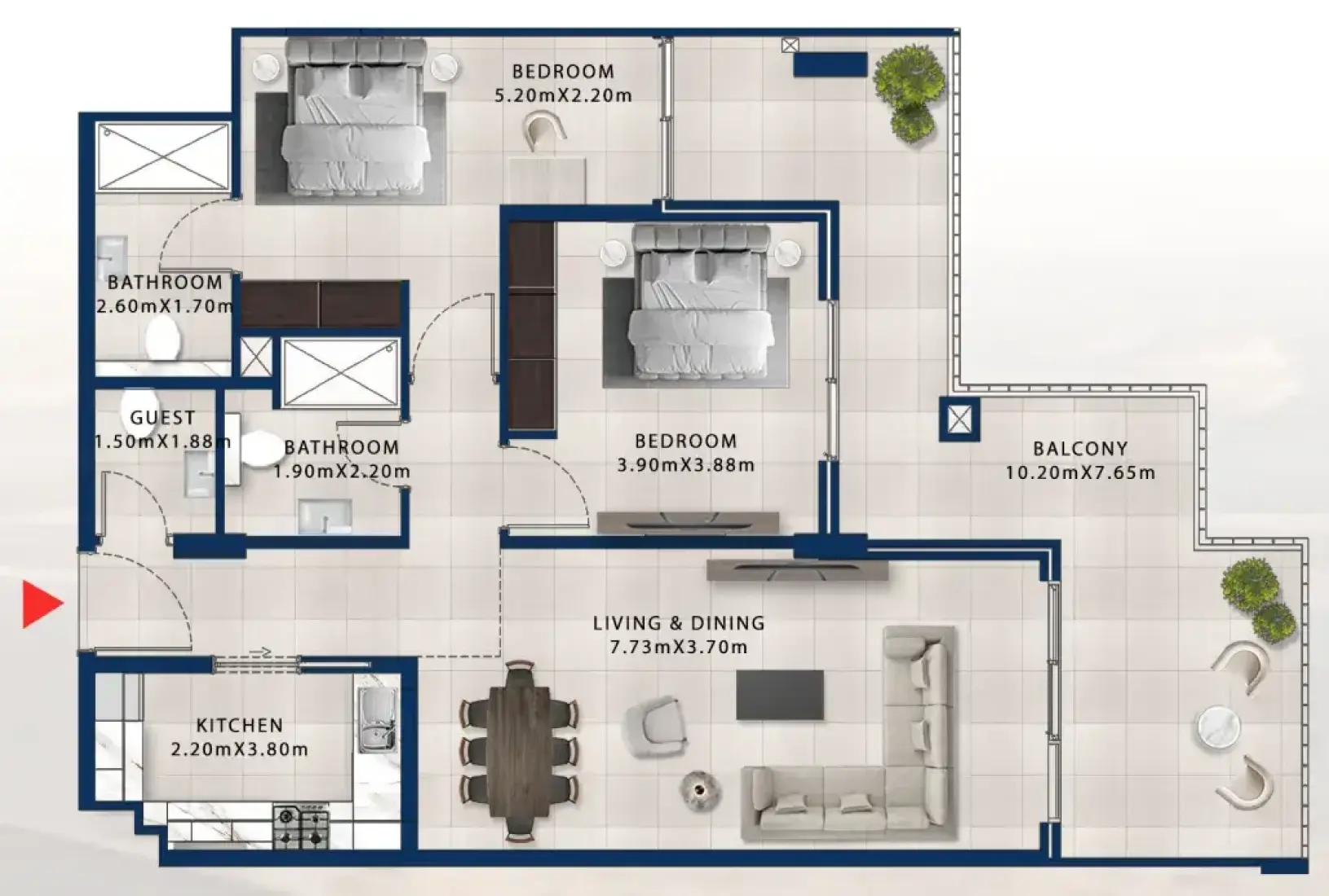 2 Bedrooms in Asayel Apartments at MJL