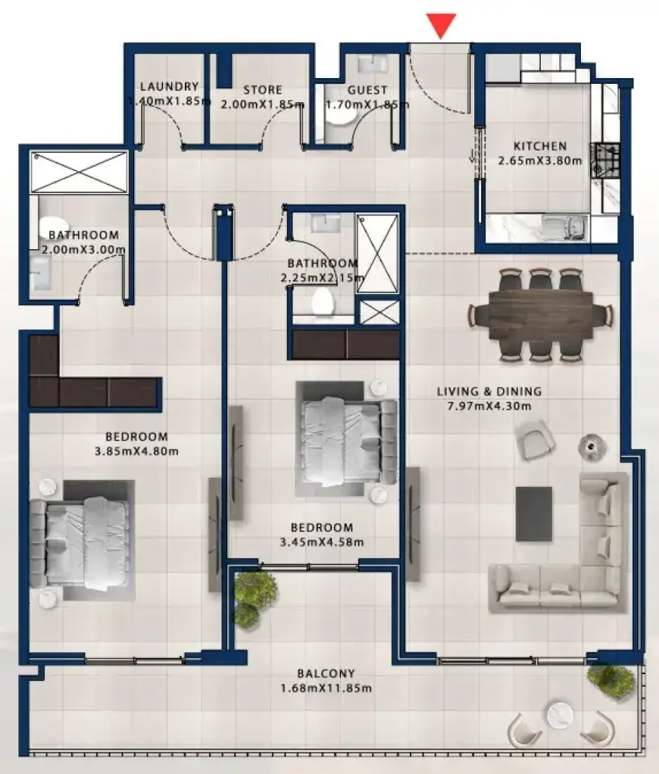 2 Bedrooms in Asayel Apartments at MJL