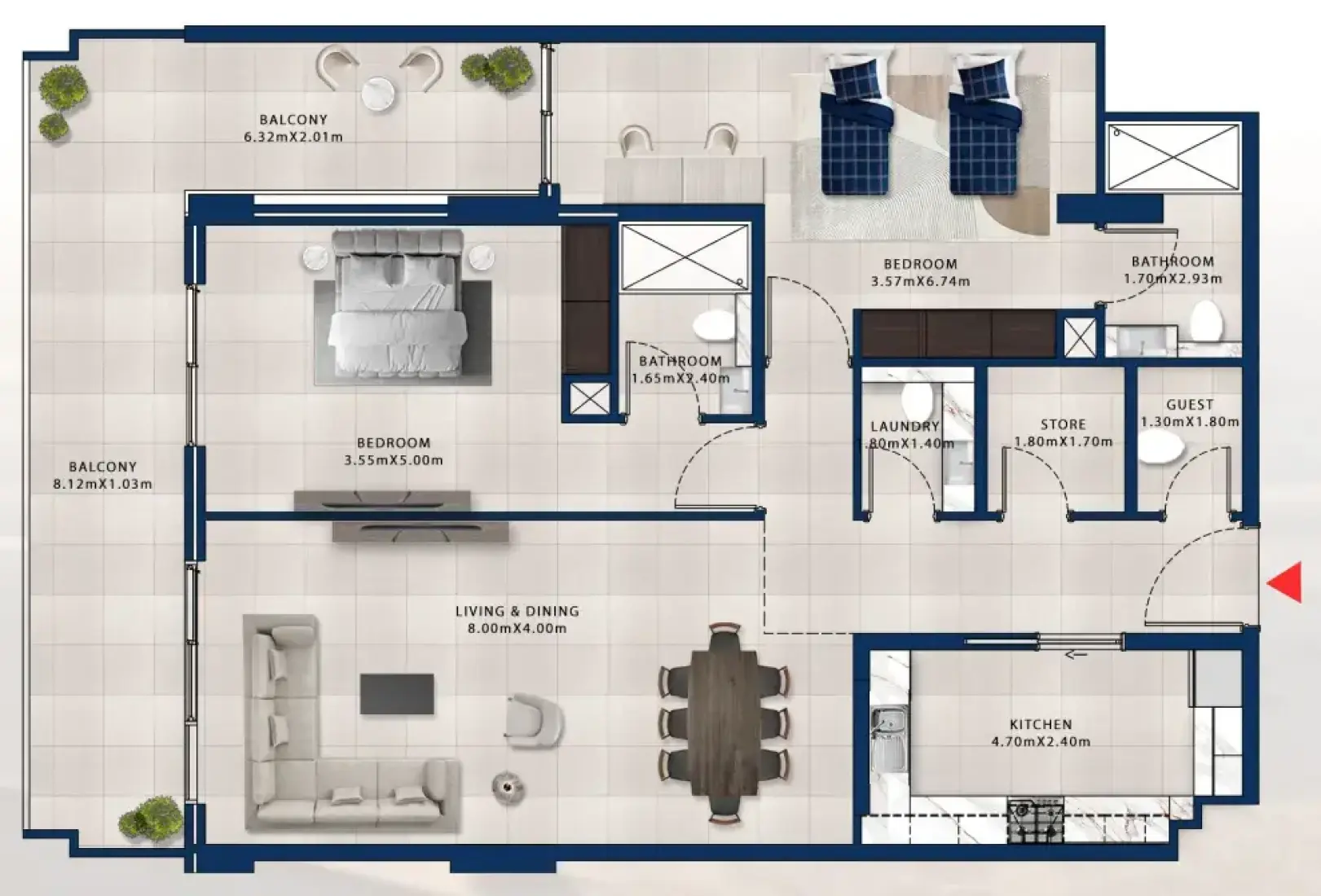 2 Bedrooms in Asayel Apartments at MJL