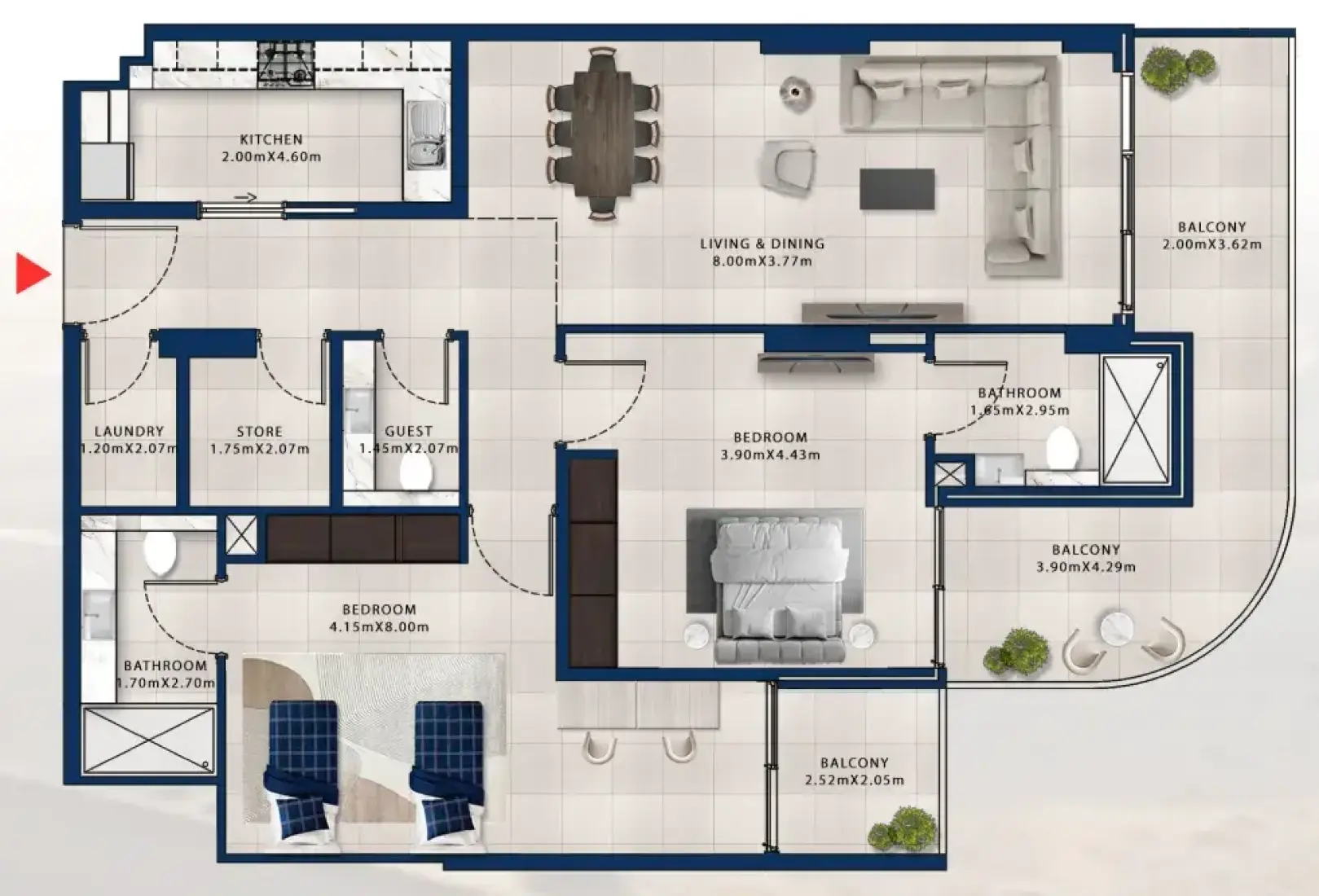 2 Bedrooms in Asayel Apartments at MJL