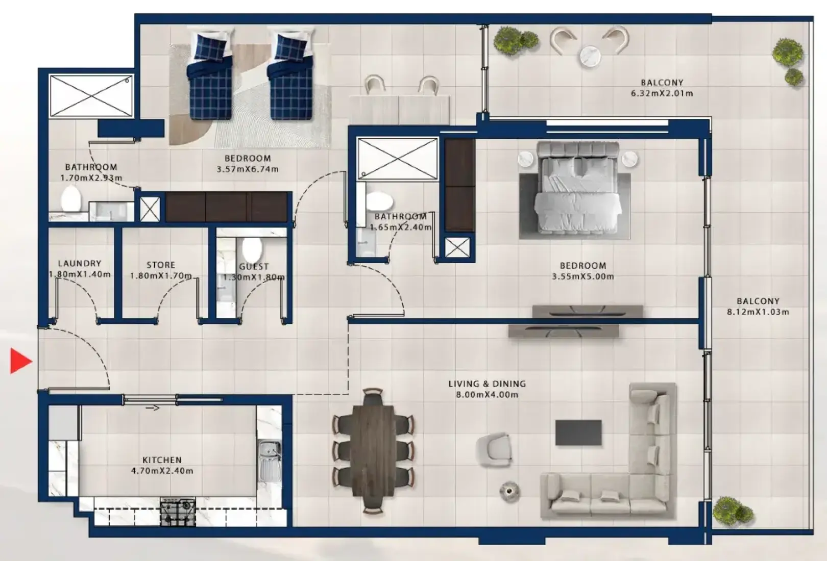 2 Bedrooms in Asayel Apartments at MJL