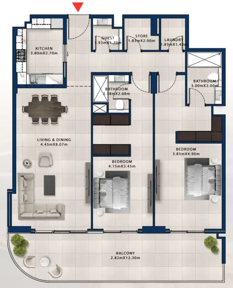 2 Bedrooms in Asayel Apartments at MJL