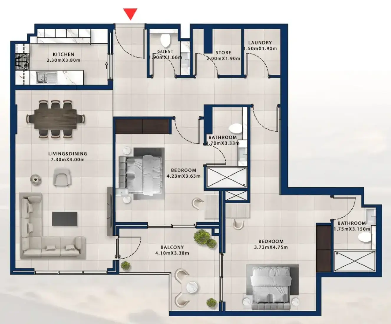 2 Bedrooms in Asayel Apartments at MJL