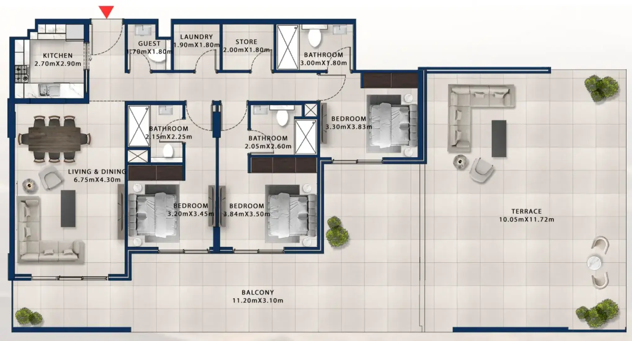 3 Bedrooms in Asayel Apartments at MJL