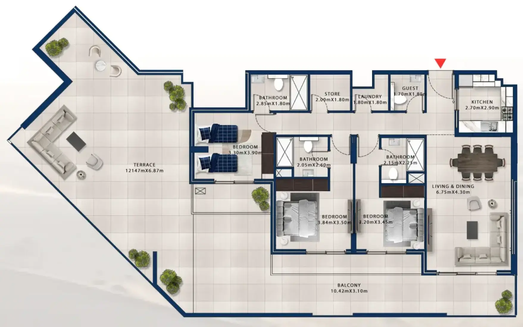 3 Bedrooms in Asayel Apartments at MJL