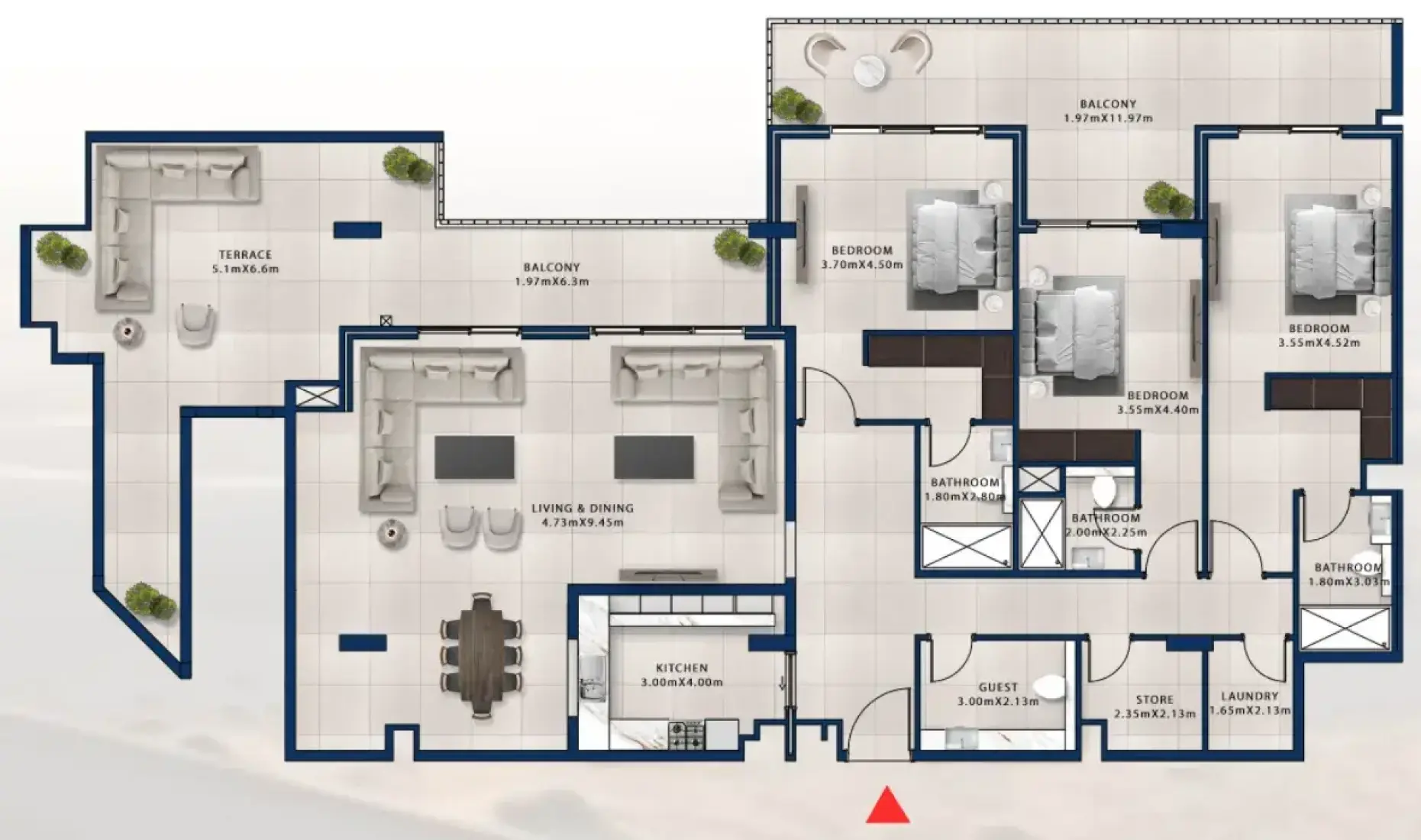 3 Bedrooms in Asayel Apartments at MJL