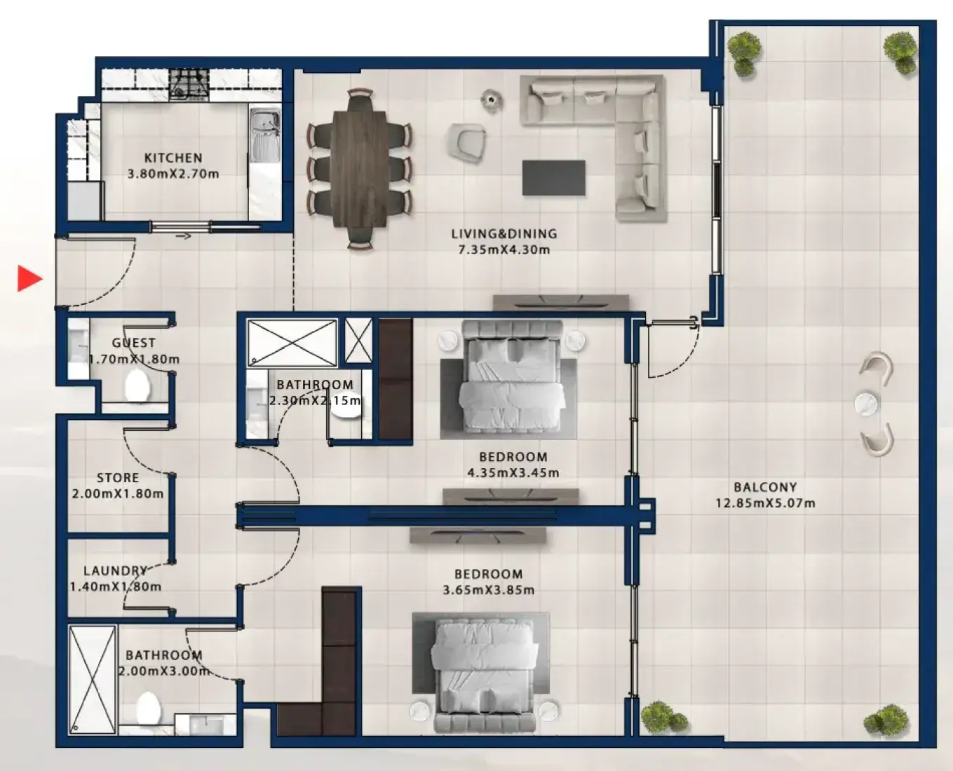 2 Bedrooms in Asayel Apartments at MJL