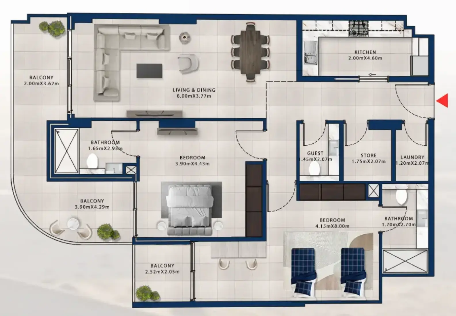 2 Bedrooms in Asayel Apartments at MJL