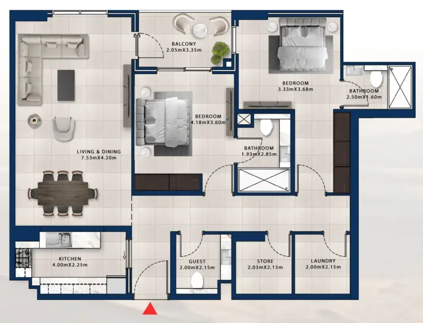 2 Bedrooms in Asayel Apartments at MJL