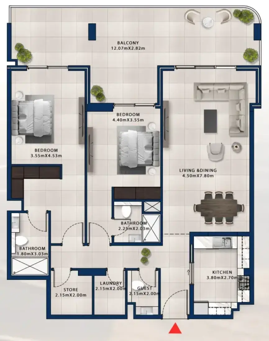 2 Bedrooms in Asayel Apartments at MJL