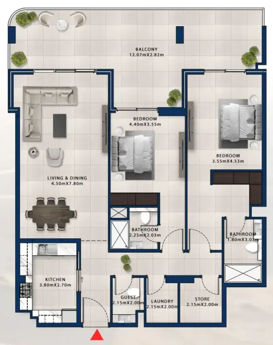 2 Bedrooms in Asayel Apartments at MJL