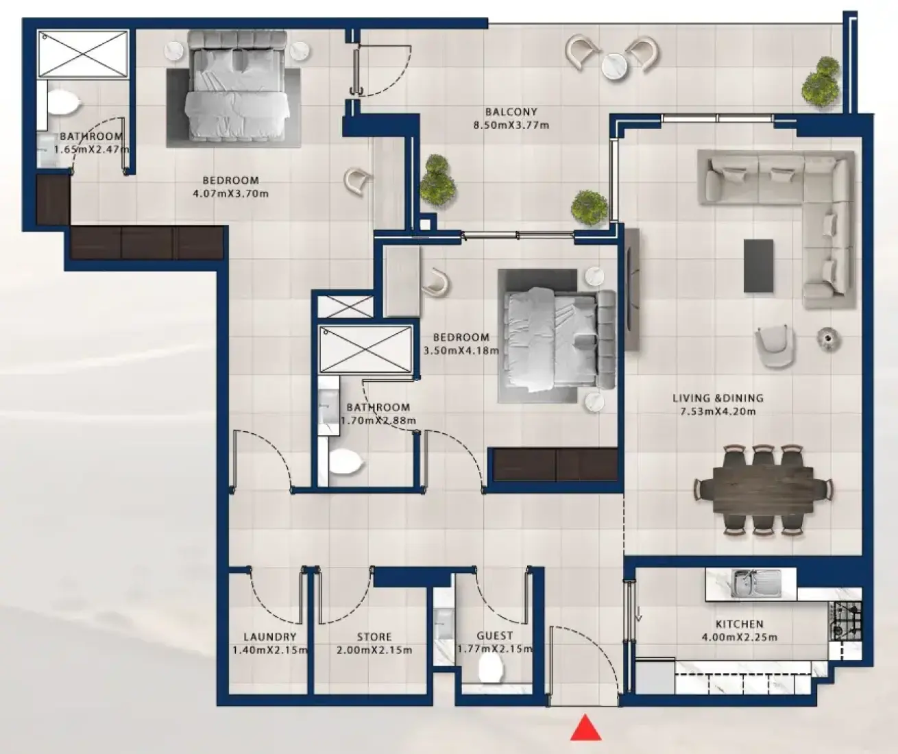 2 Bedrooms in Asayel Apartments at MJL