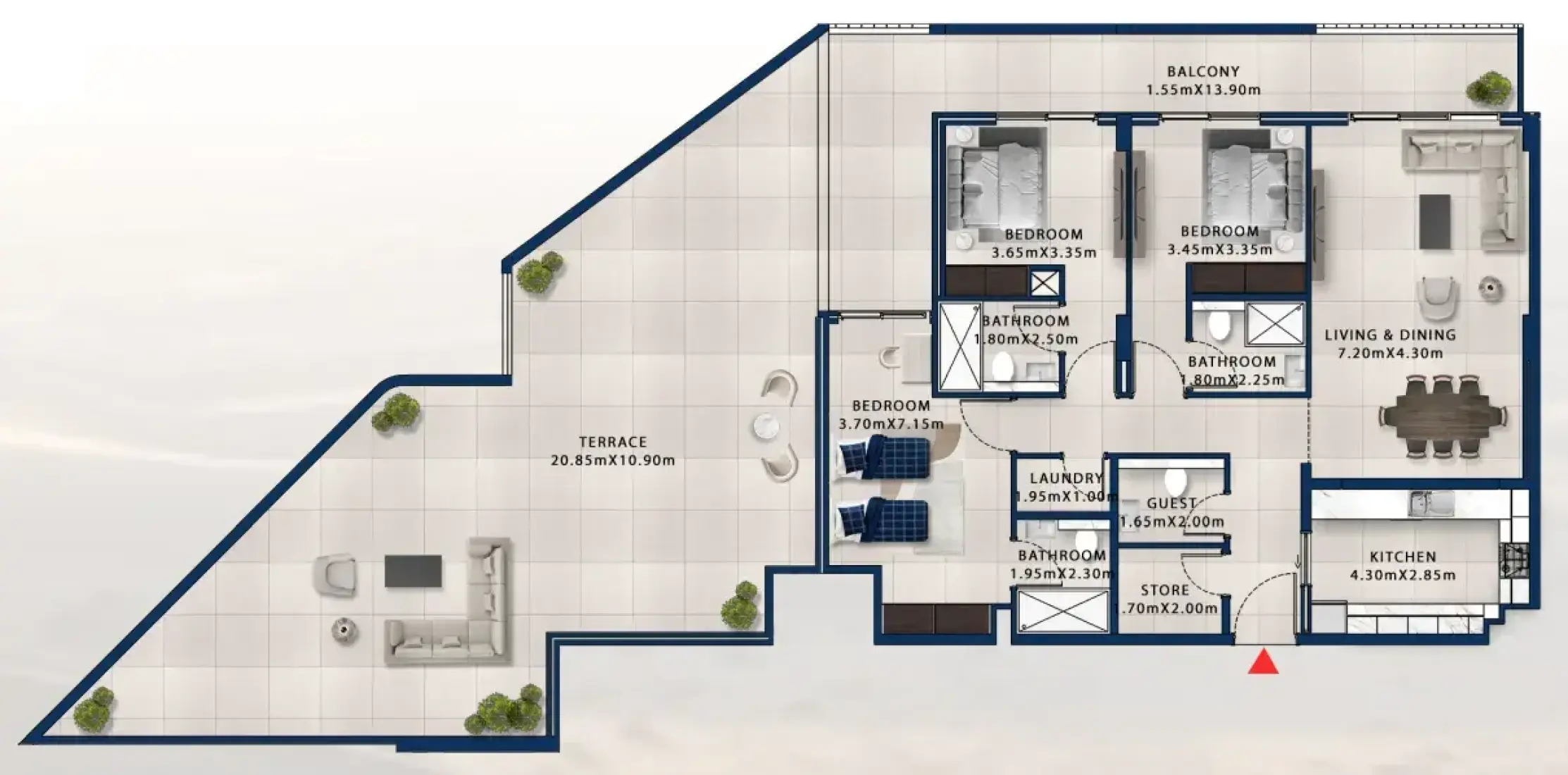 3 Bedrooms in Asayel Apartments at MJL