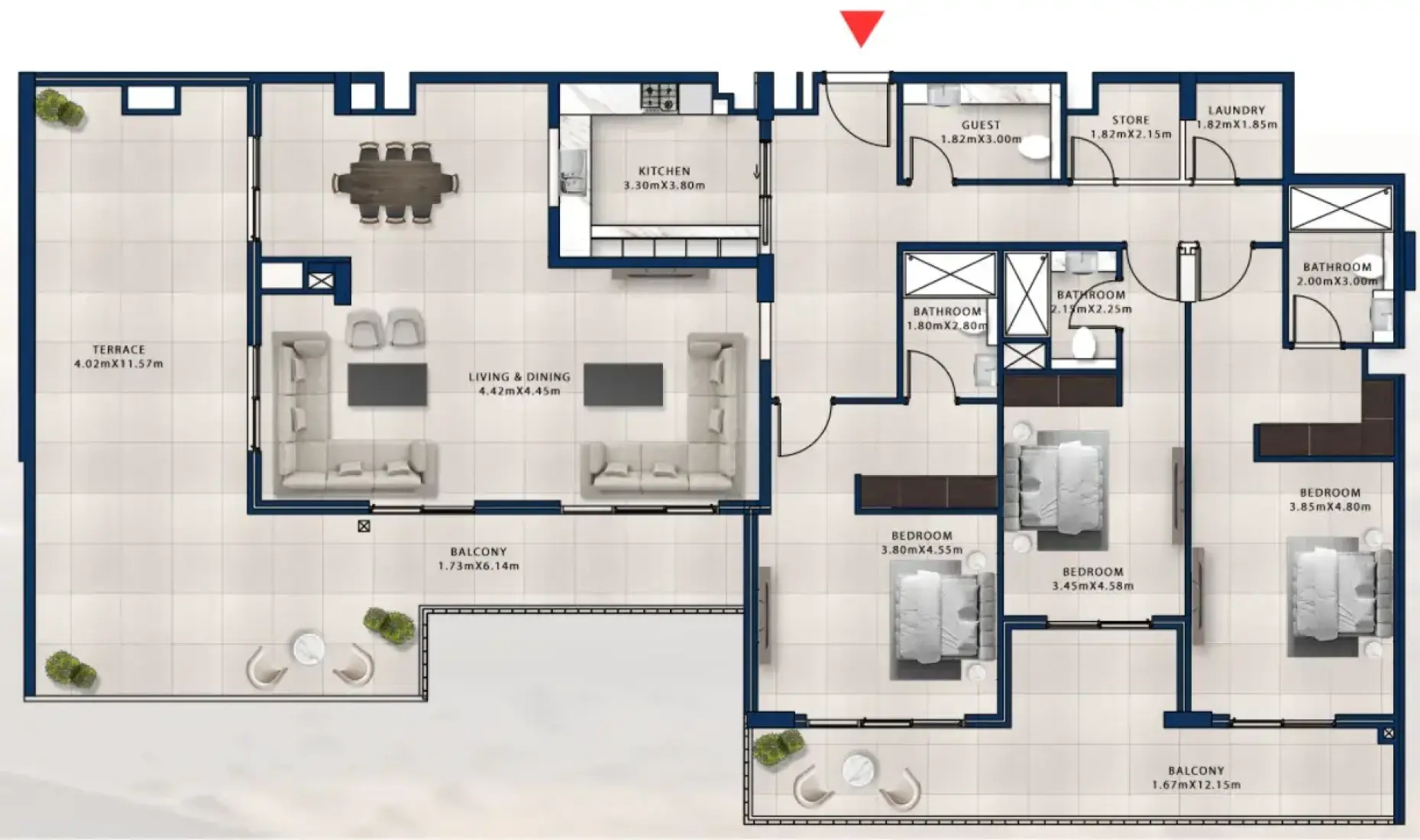 3 Bedrooms in Asayel Apartments at MJL