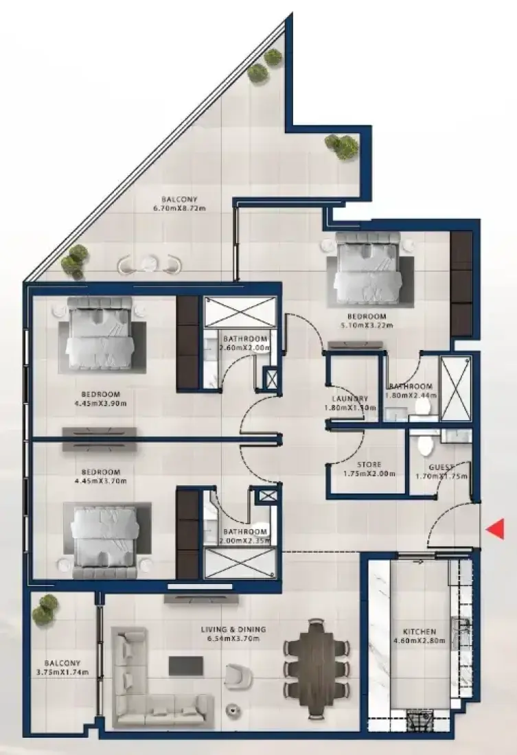 3 Bedrooms in Asayel Apartments at MJL