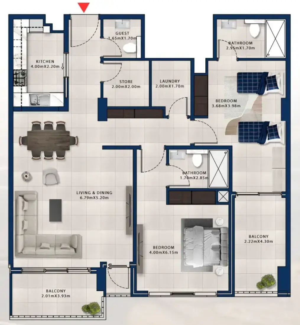 2 Bedrooms in Asayel Apartments at MJL