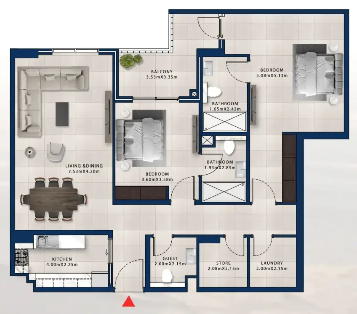 2 Bedrooms in Asayel Apartments at MJL