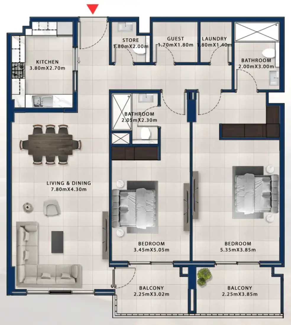 2 Bedrooms in Asayel Apartments at MJL