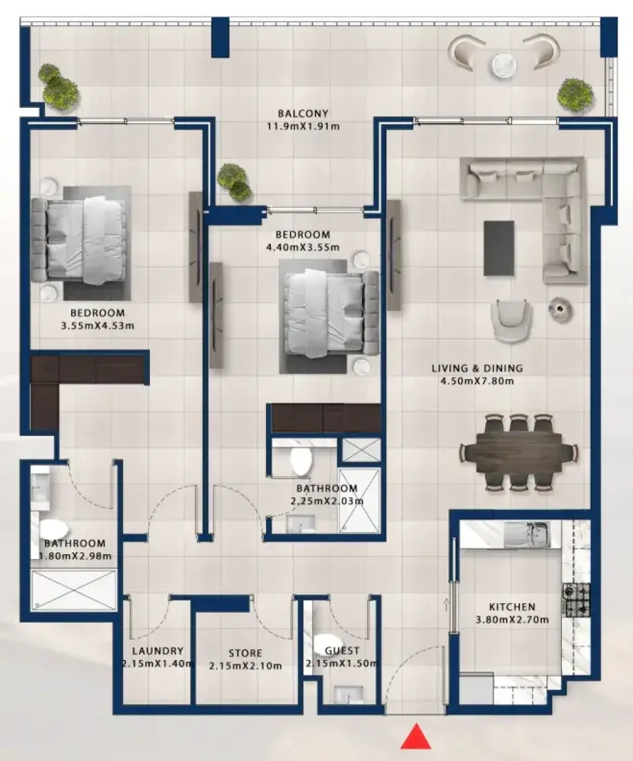 2 Bedrooms in Asayel Apartments at MJL