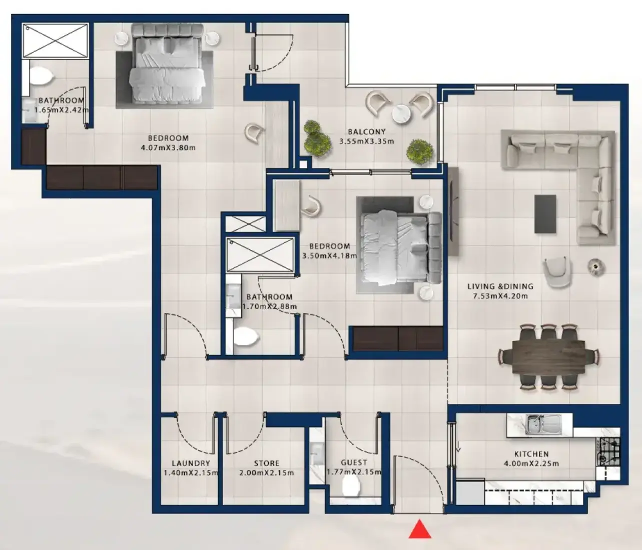 2 Bedrooms in Asayel Apartments at MJL
