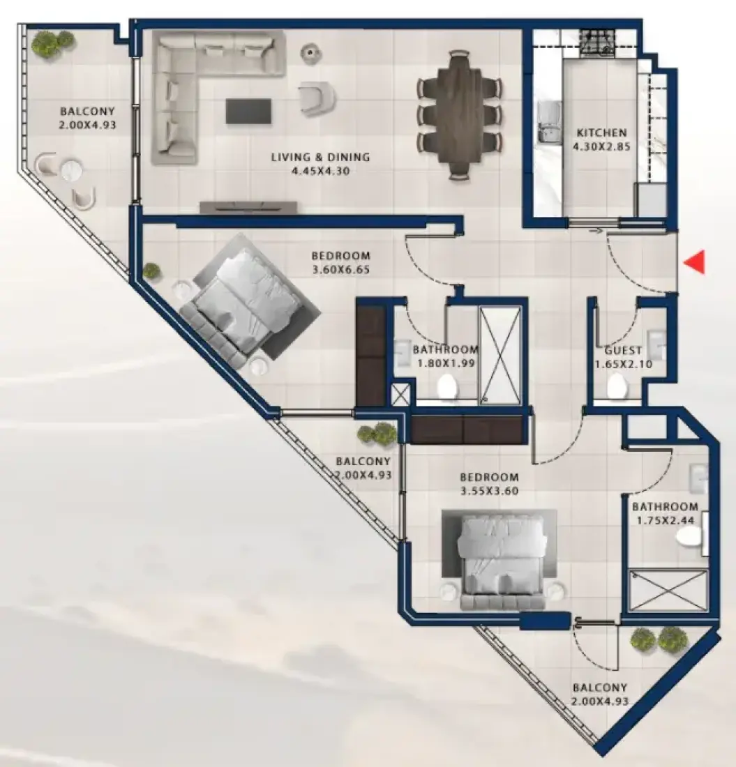2 Bedrooms in Asayel Apartments at MJL