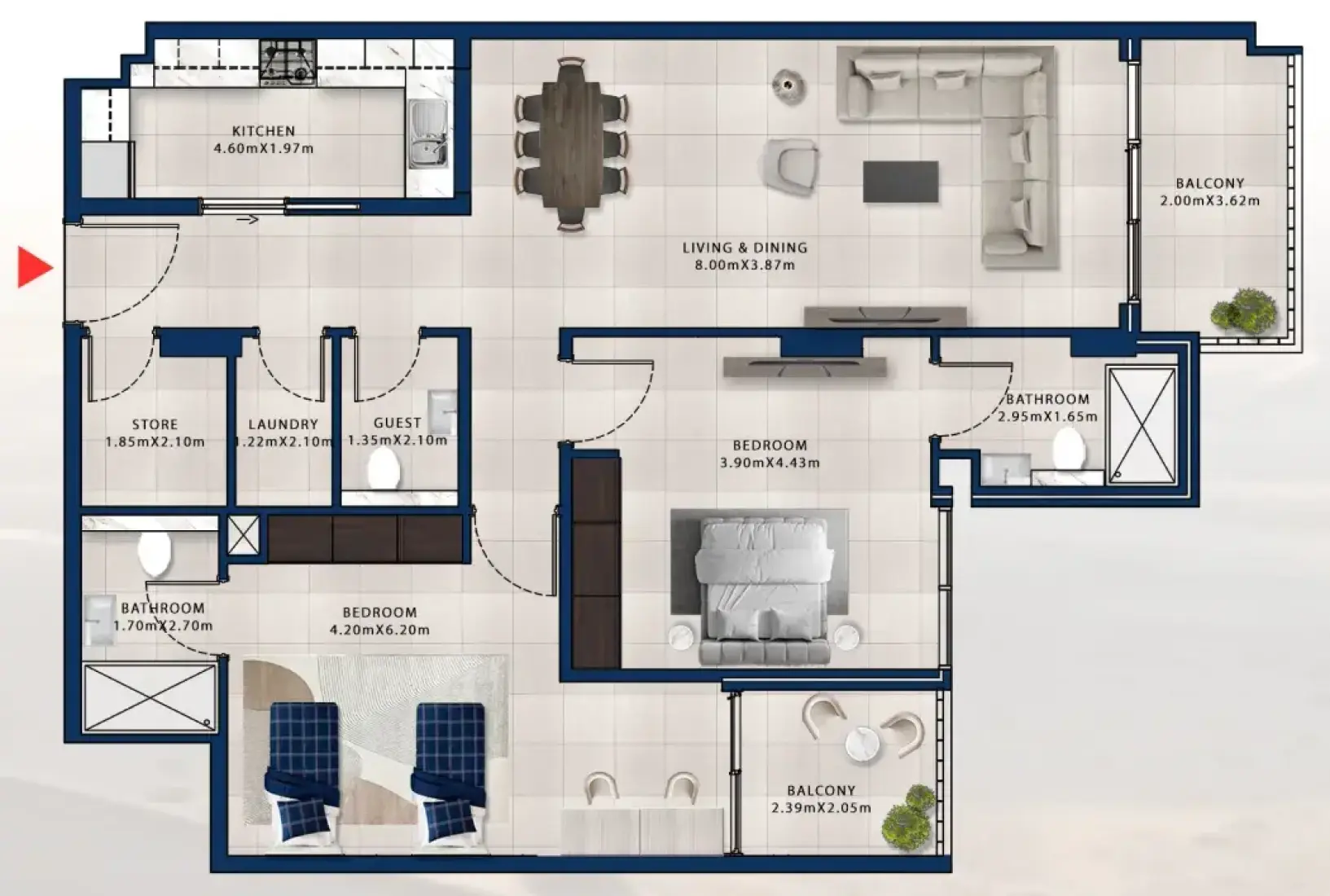 2 Bedrooms in Asayel Apartments at MJL