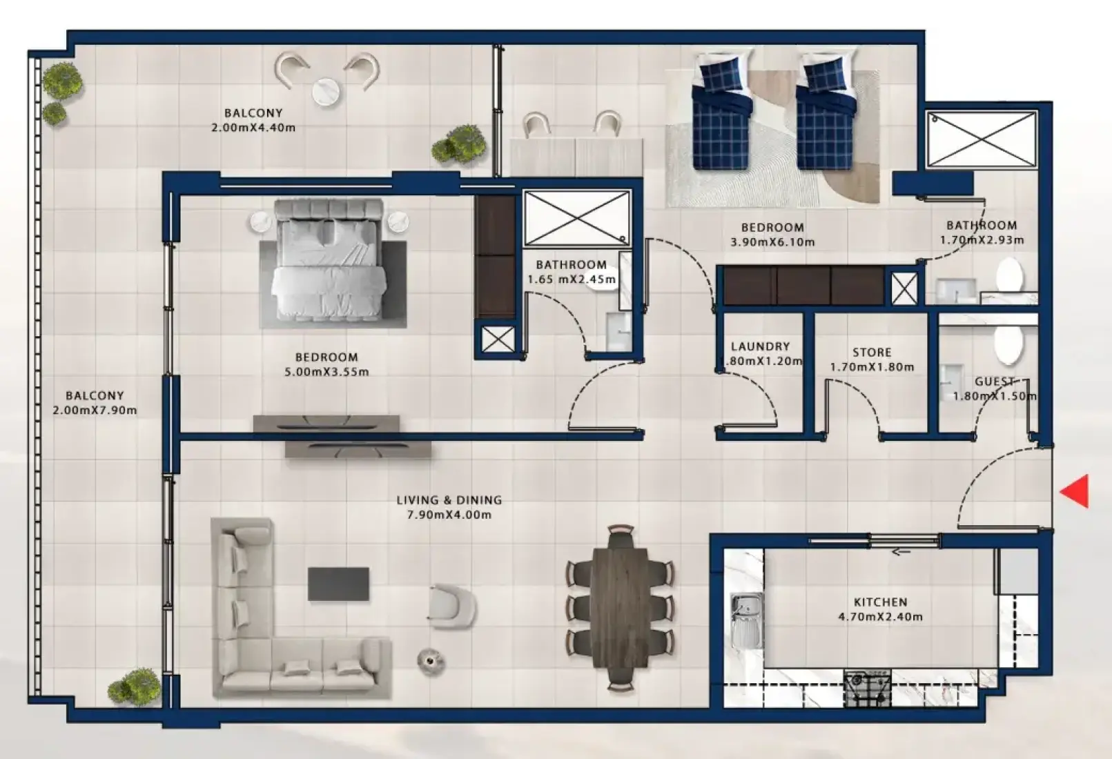 2 Bedrooms in Asayel Apartments at MJL