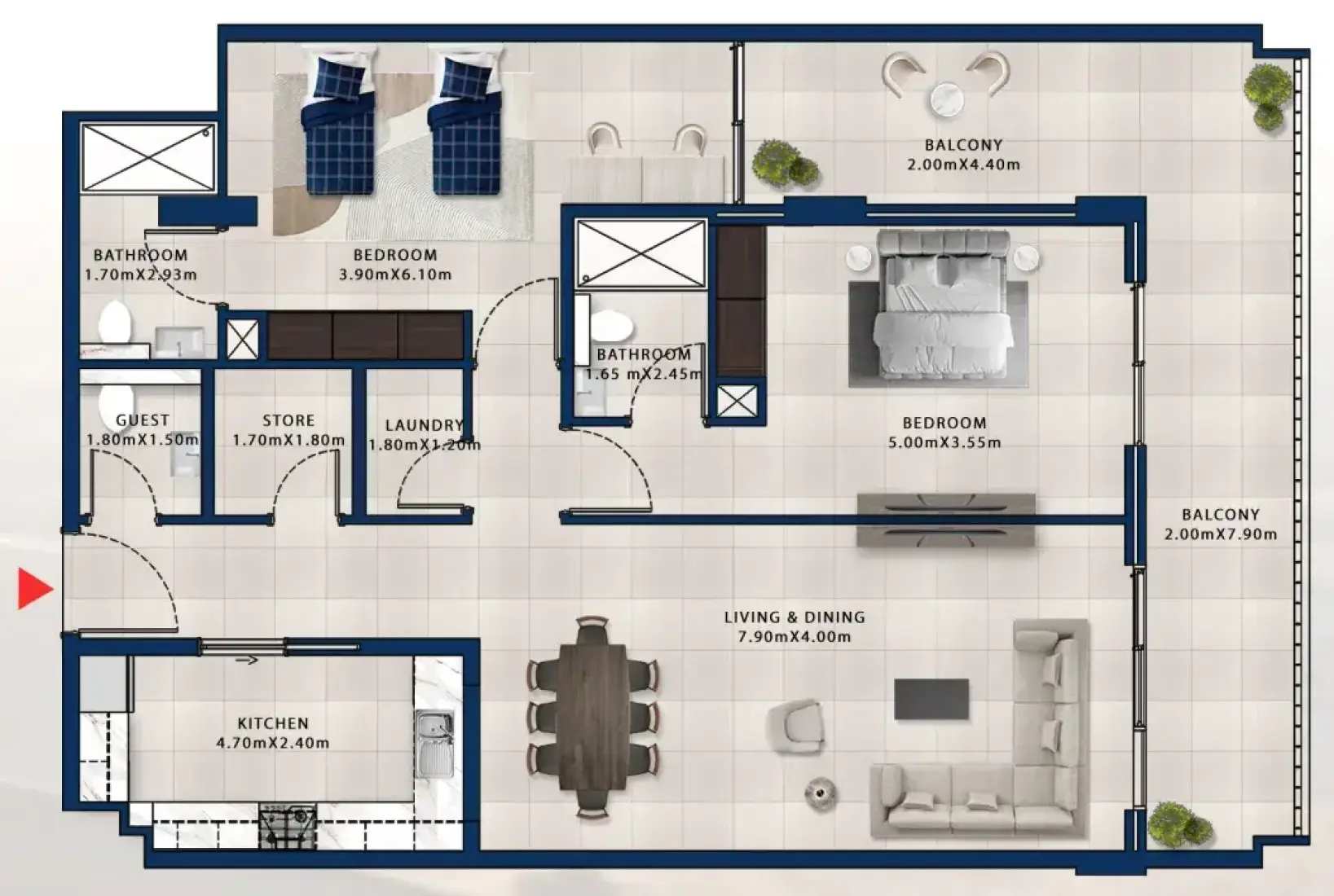 2 Bedrooms in Asayel Apartments at MJL