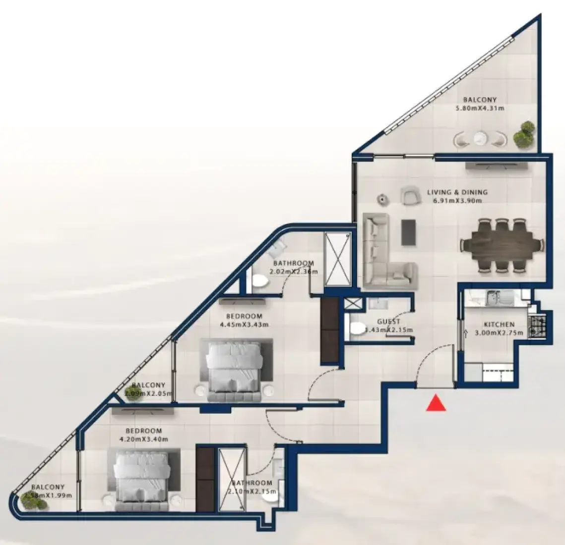 2 Bedrooms in Asayel Apartments at MJL