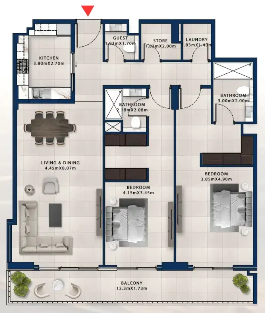 2 Bedrooms in Asayel Apartments at MJL