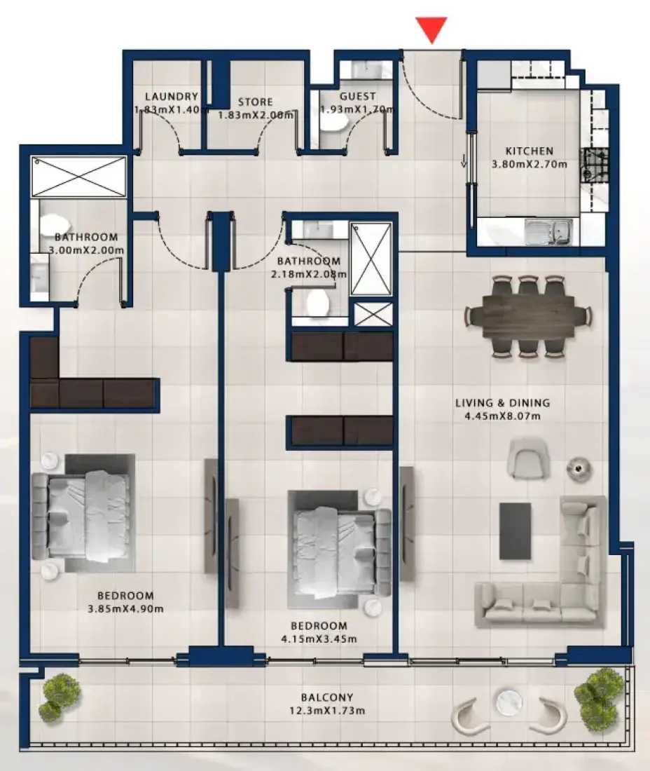 2 Bedrooms in Asayel Apartments at MJL