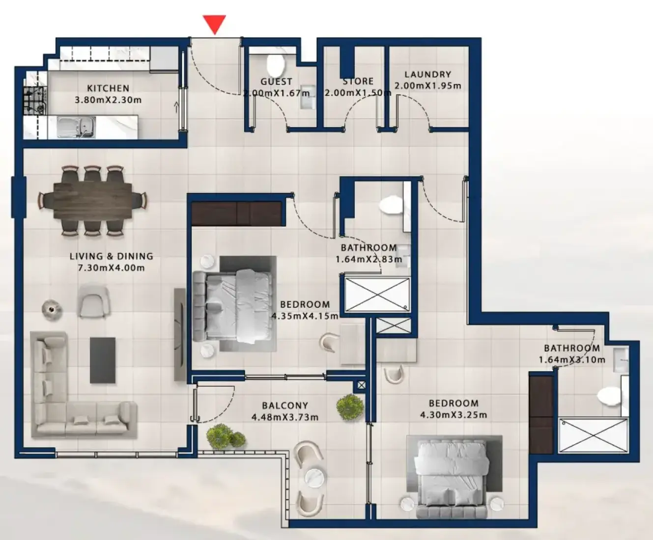 2 Bedrooms in Asayel Apartments at MJL
