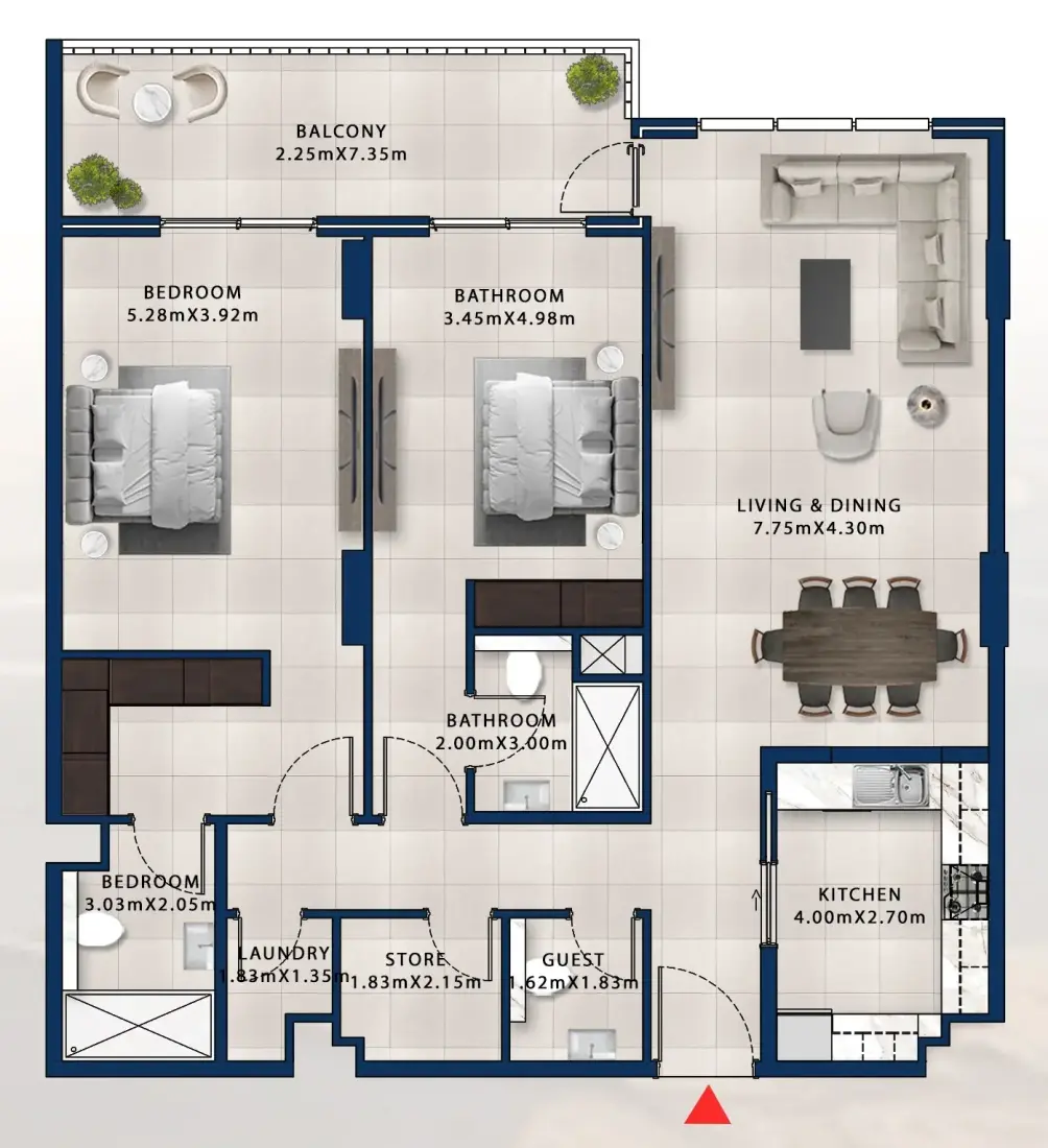 2 Bedrooms in Asayel Apartments at MJL