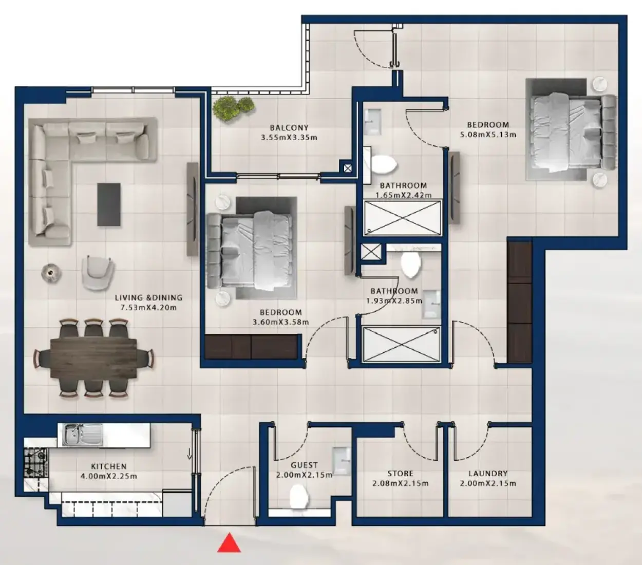 2 Bedrooms in Asayel Apartments at MJL