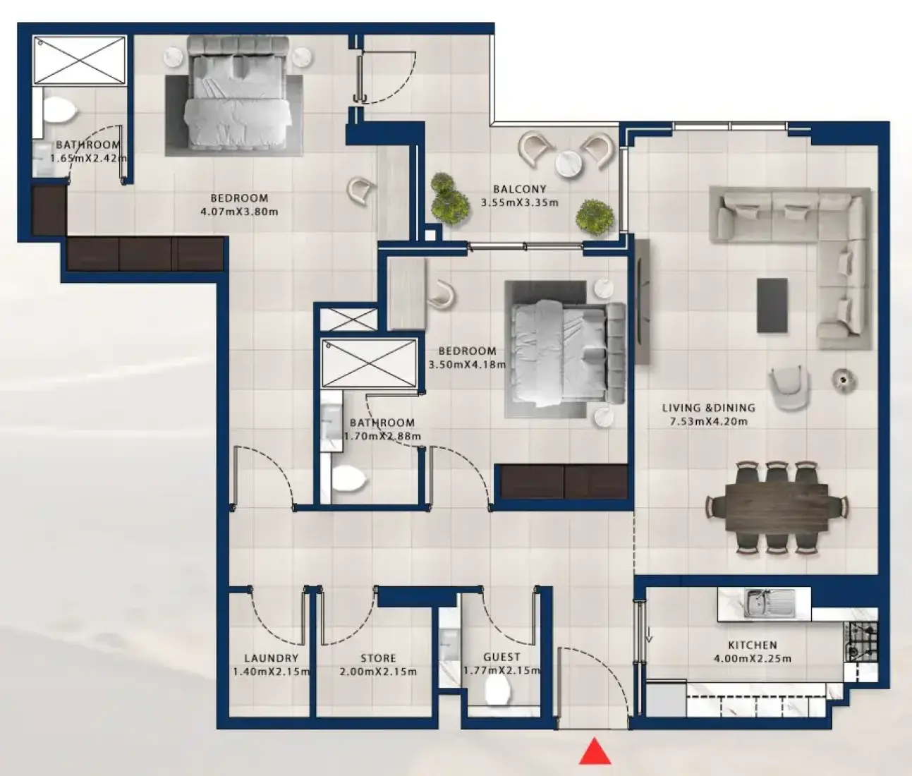 2 Bedrooms in Asayel Apartments at MJL