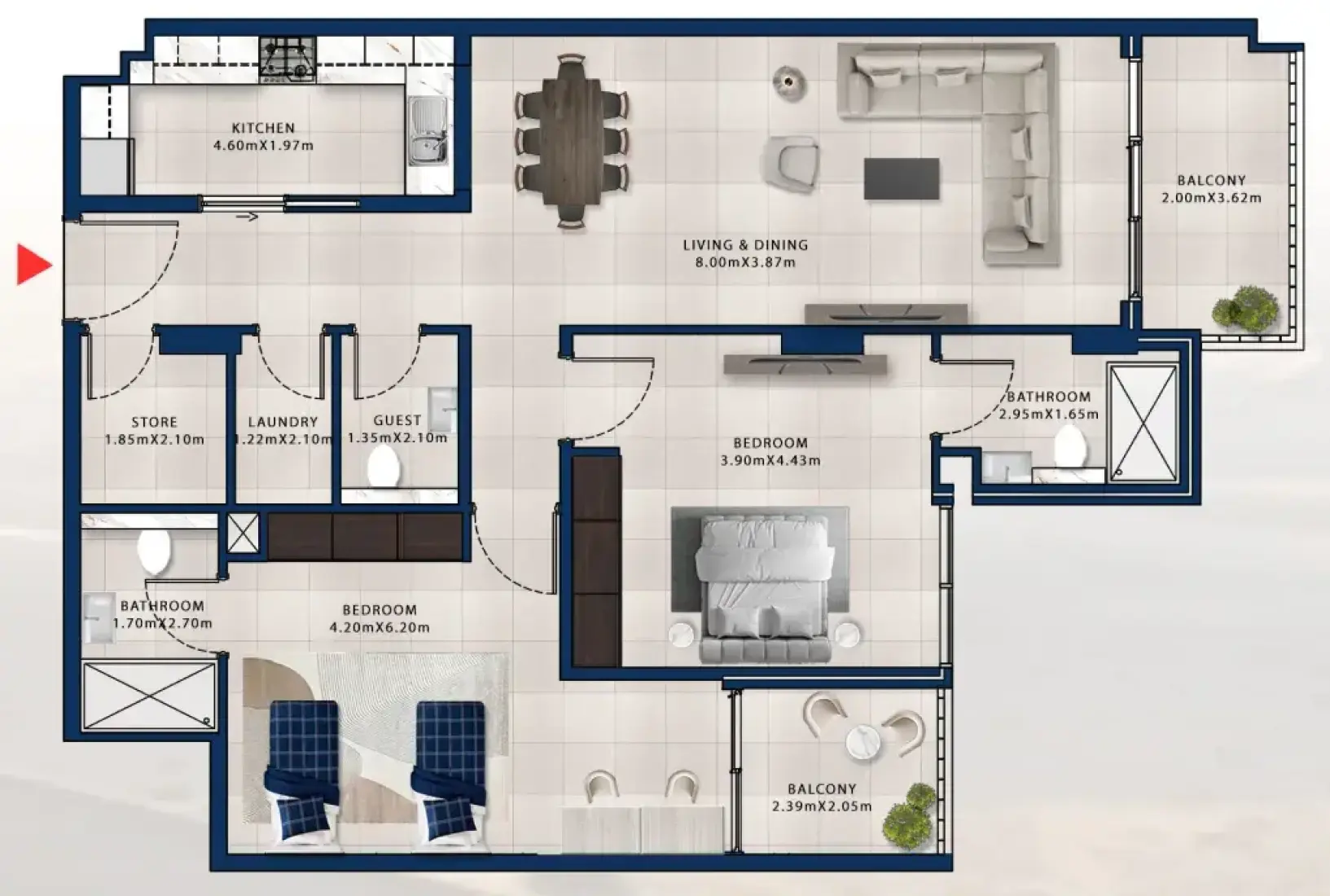 2 Bedrooms in Asayel Apartments at MJL