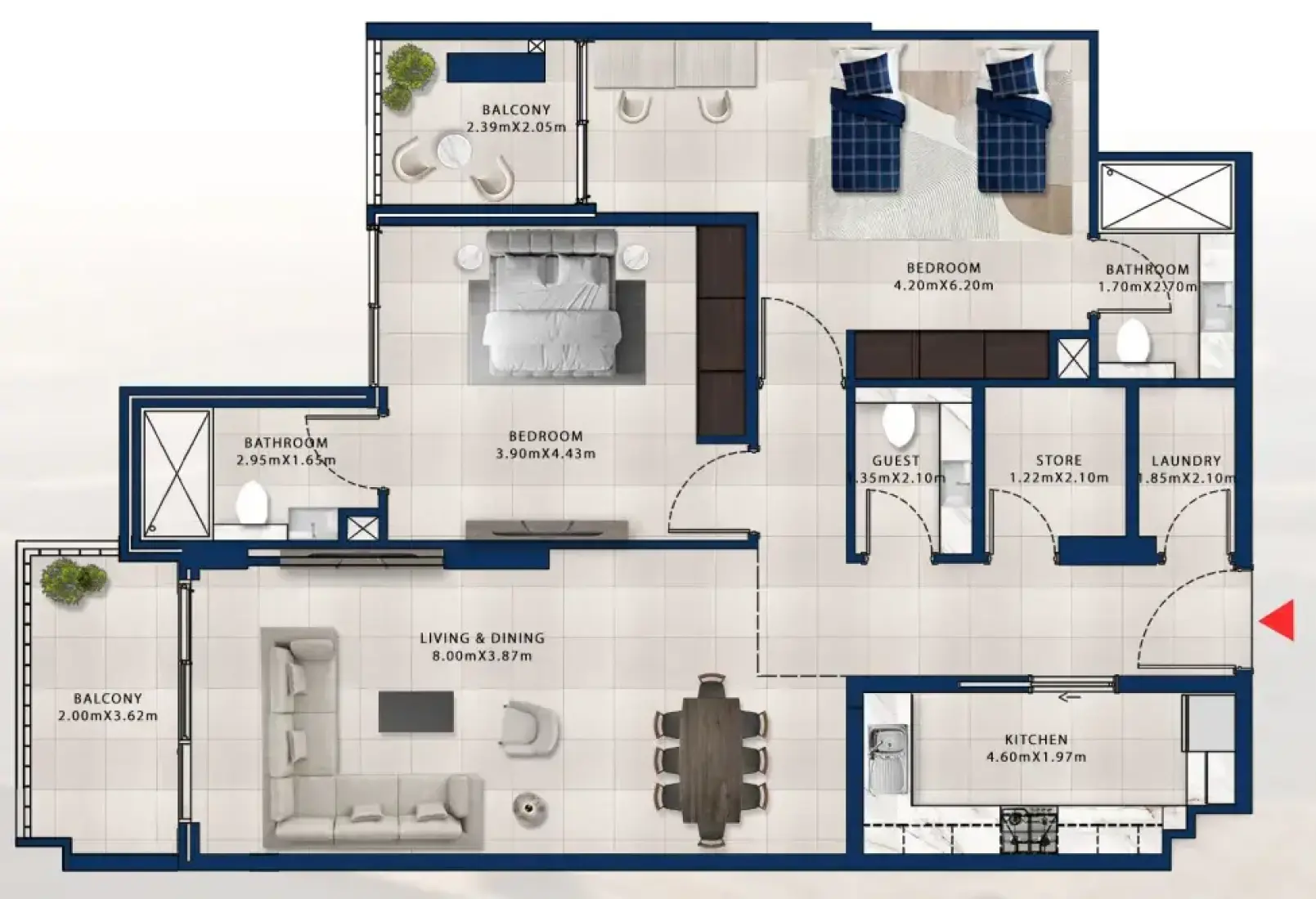 2 Bedrooms in Asayel Apartments at MJL