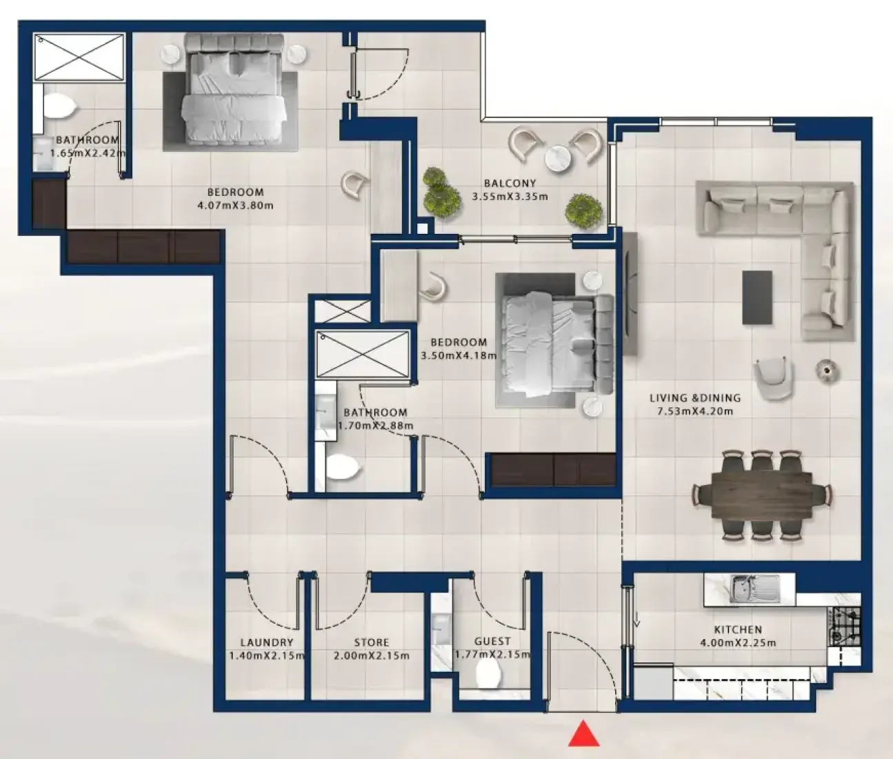 2 Bedrooms in Asayel Apartments at MJL