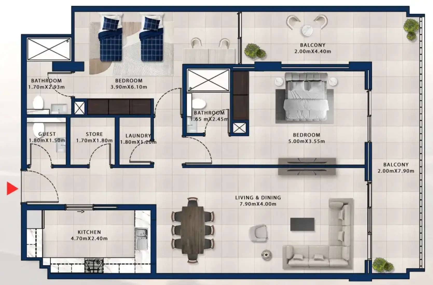 2 Bedrooms in Asayel Apartments at MJL
