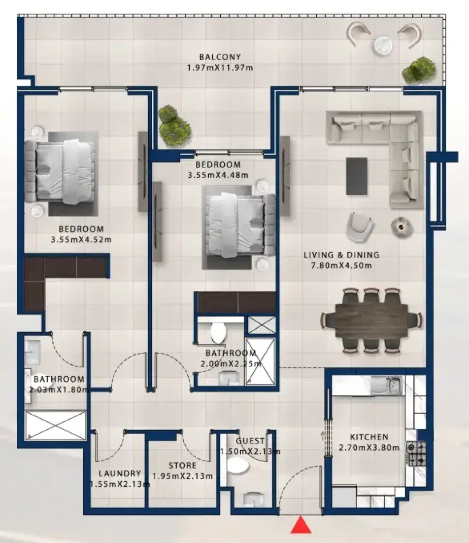 2 Bedrooms in Asayel Apartments at MJL