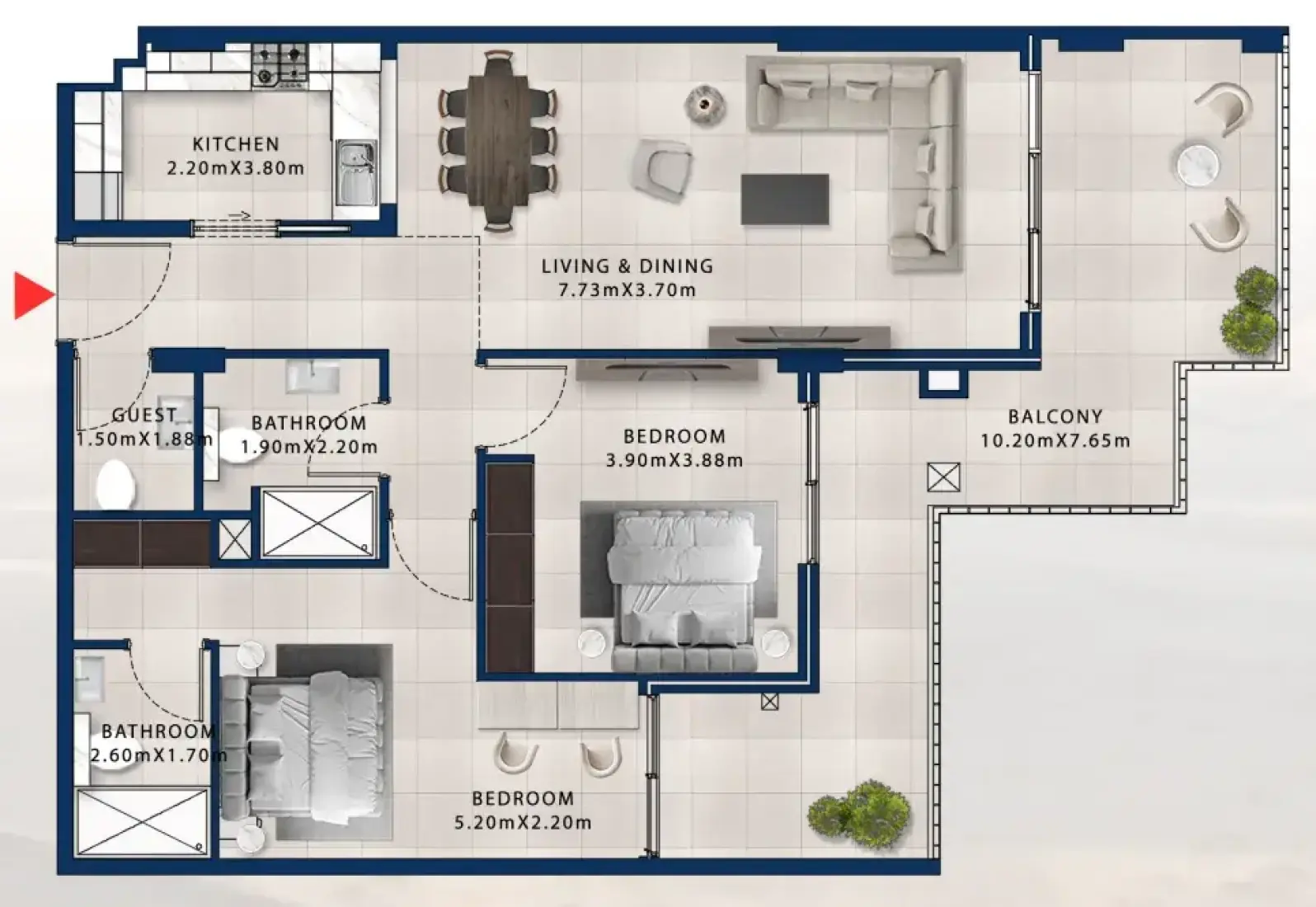 2 Bedrooms in Asayel Apartments at MJL