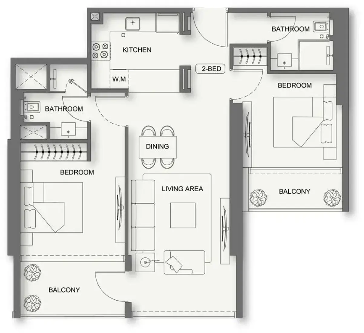 2 Bedrooms in Binghatti Cullinan