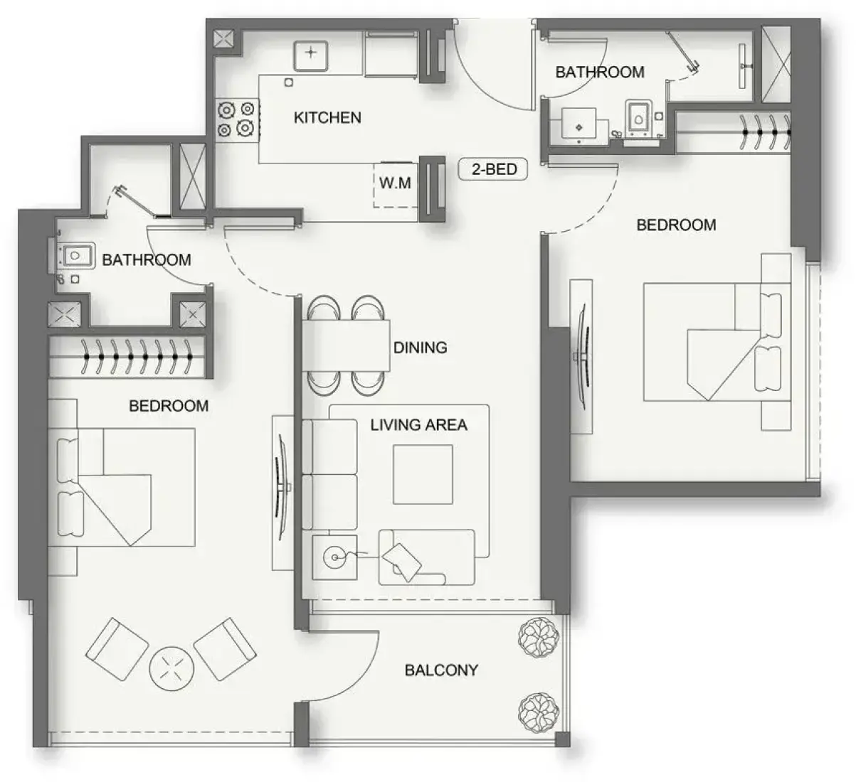 2 Bedrooms in Binghatti Cullinan