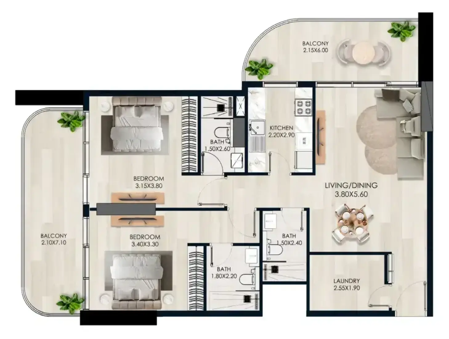 2 Bedrooms in Verde by Vision